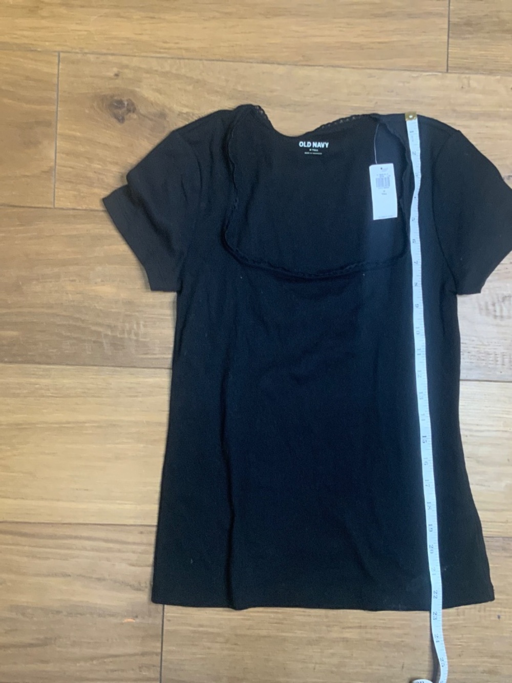 NWT Old Navy Square Neck Short-Sleeved T-Shirt Black Size M Tall - Picture 8 of 9
